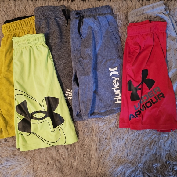 Under Armour Kids' Neon Green and Red Shorts - Picture 1 of 7